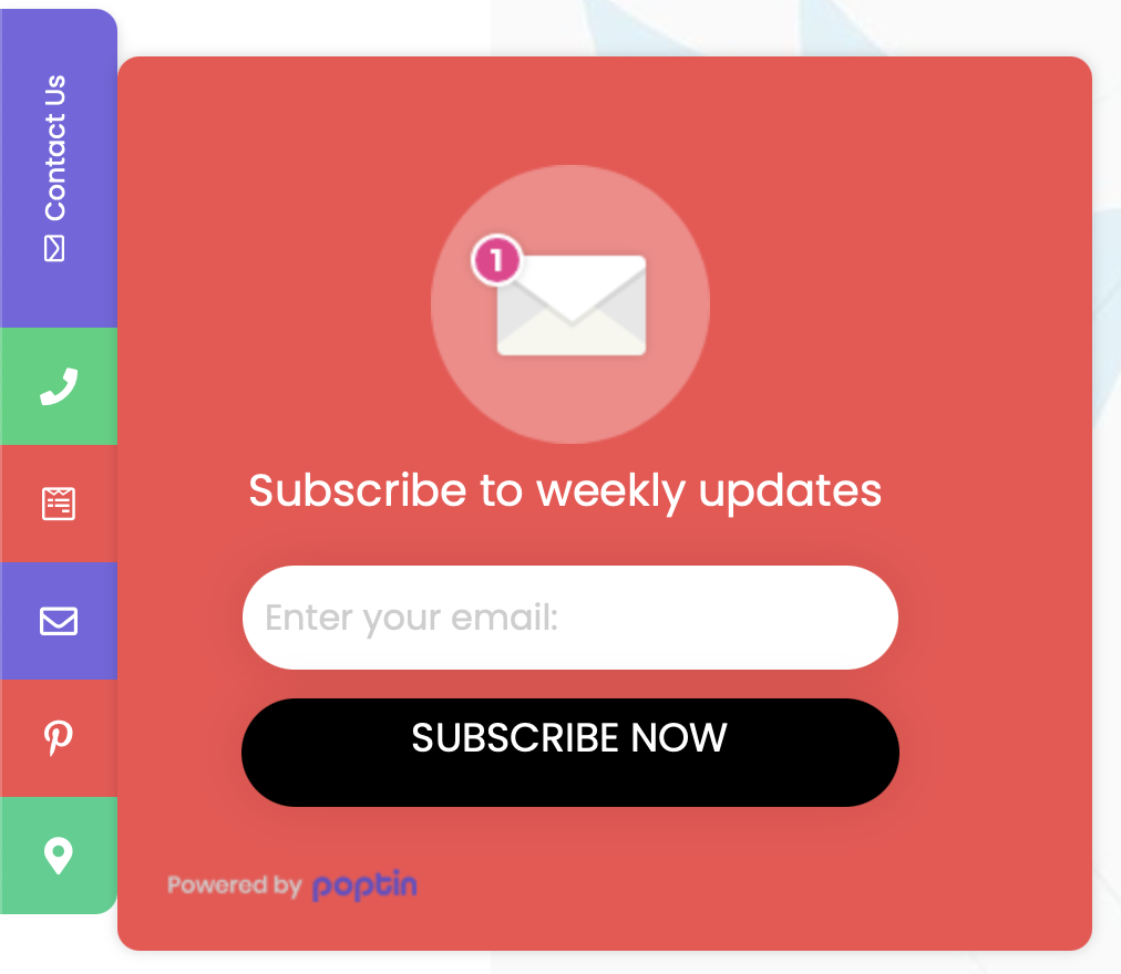 Embedded Poptin subscribe form in My Sticky Elements