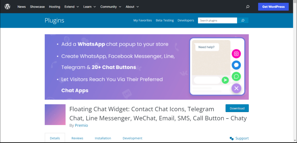 Chaty WordPress chat plugin