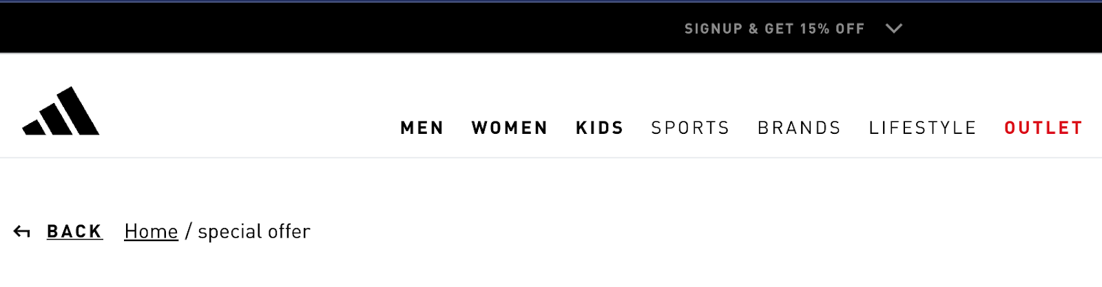 Simple sticky menu from Adidas