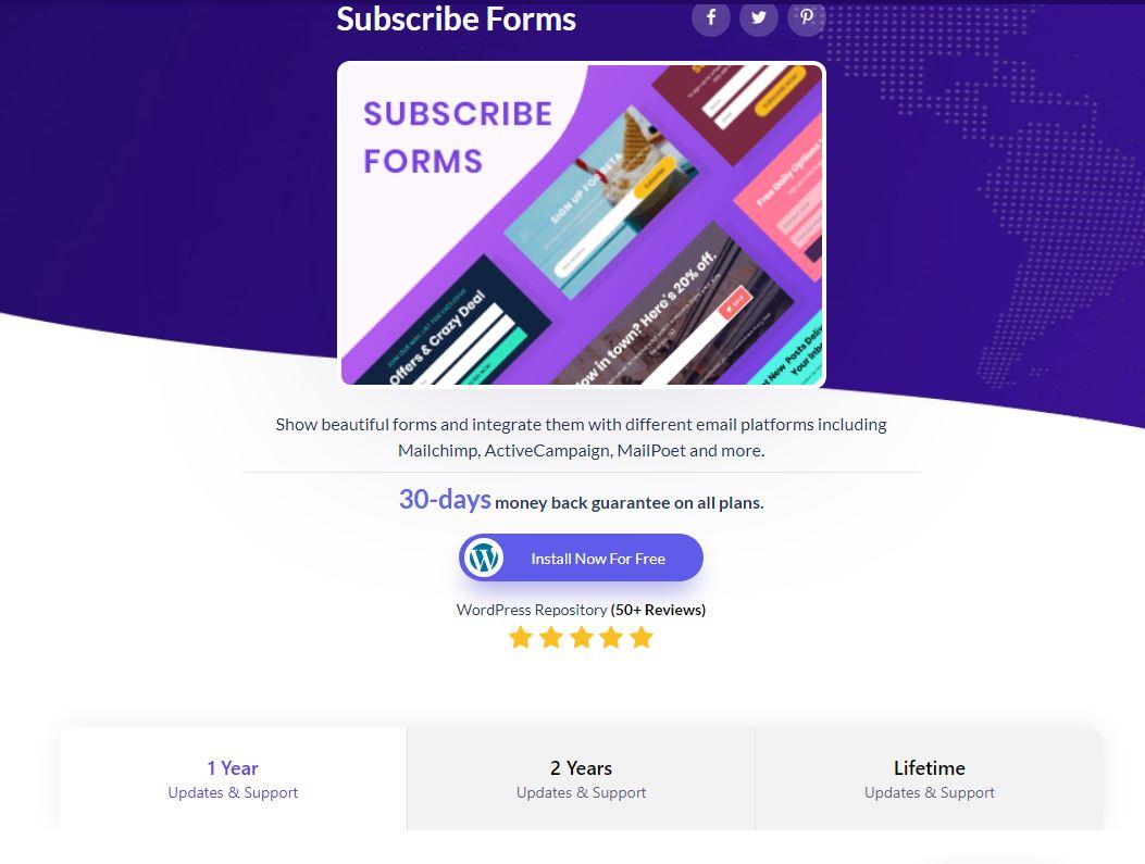 Subscribe forms WordPress Form Builder Plugins 