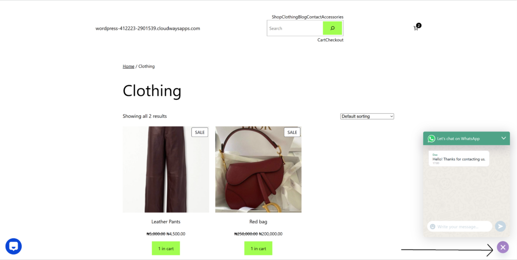 Chaty WhatsApp chat plugin on a live website Chaty WhatsApp chat plugin on a live website