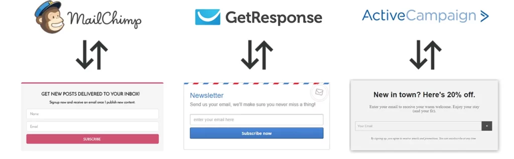 Premio Forms integration to Mailchimp, GetResponse and ActiveCampaign